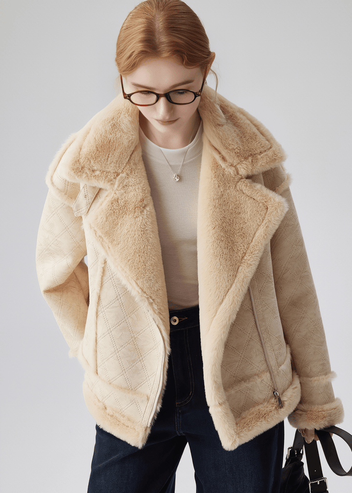 SHEARLING DIAMOND AVIATOR JACKET - ANLEM