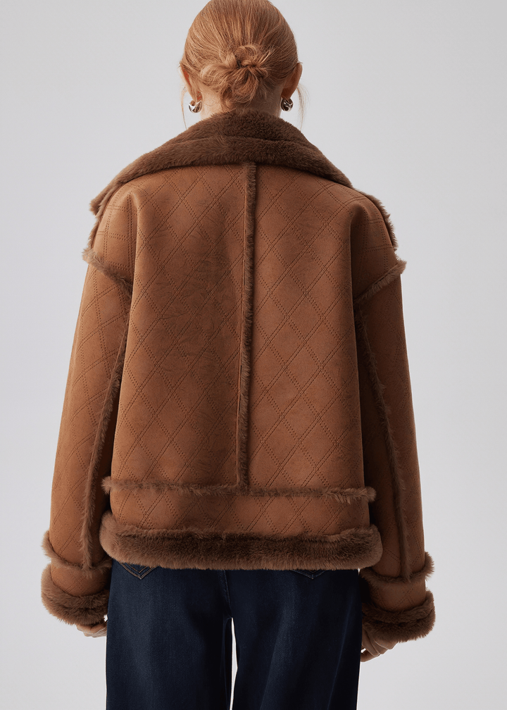 SHEARLING DIAMOND AVIATOR JACKET - ANLEM