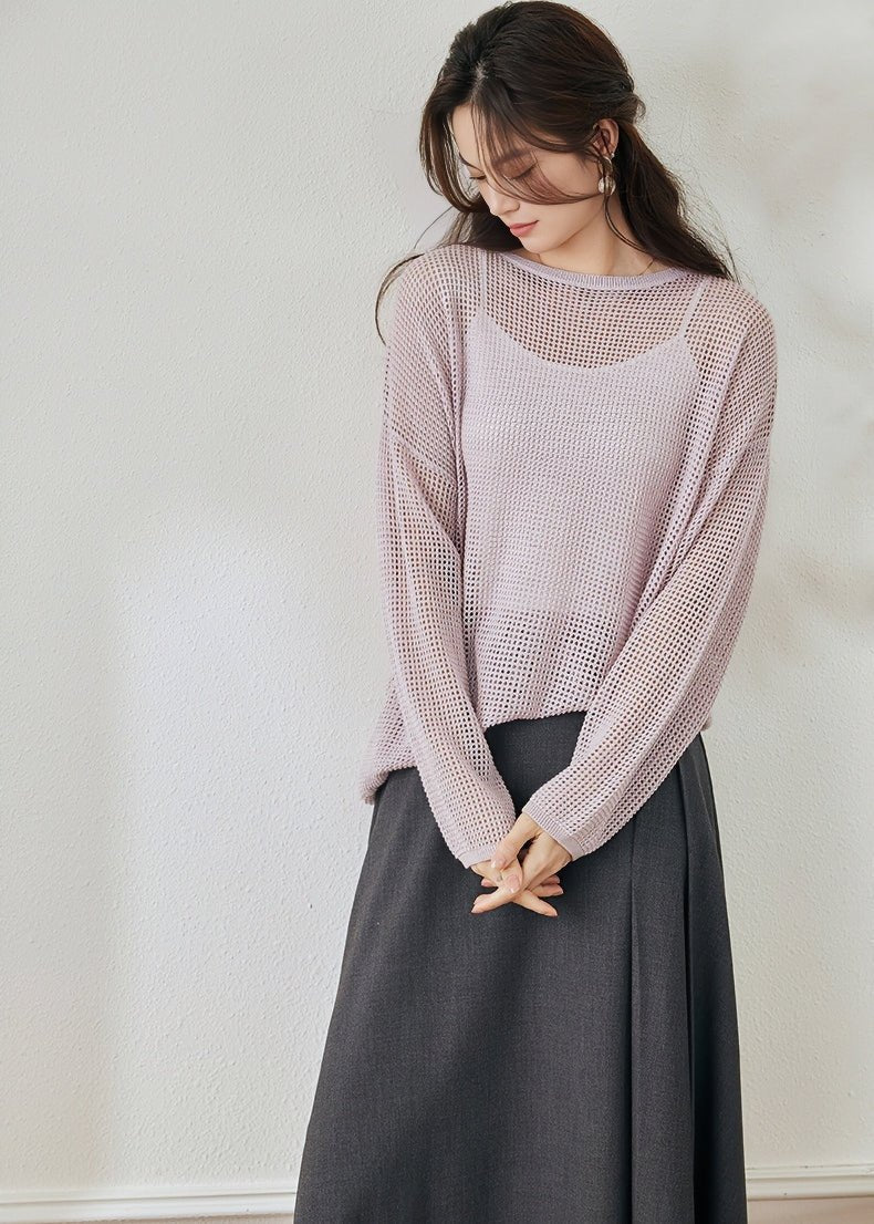 SHEER LOOSE KNIT SWEATER - ANLEM