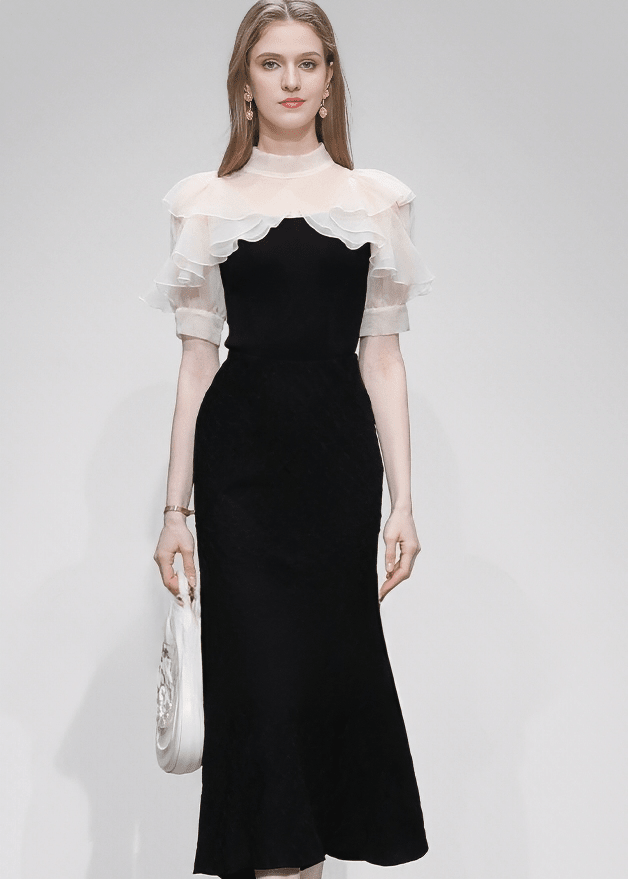 SHEER RUFFLE HIGH - NECK BLOUSE - ANLEM