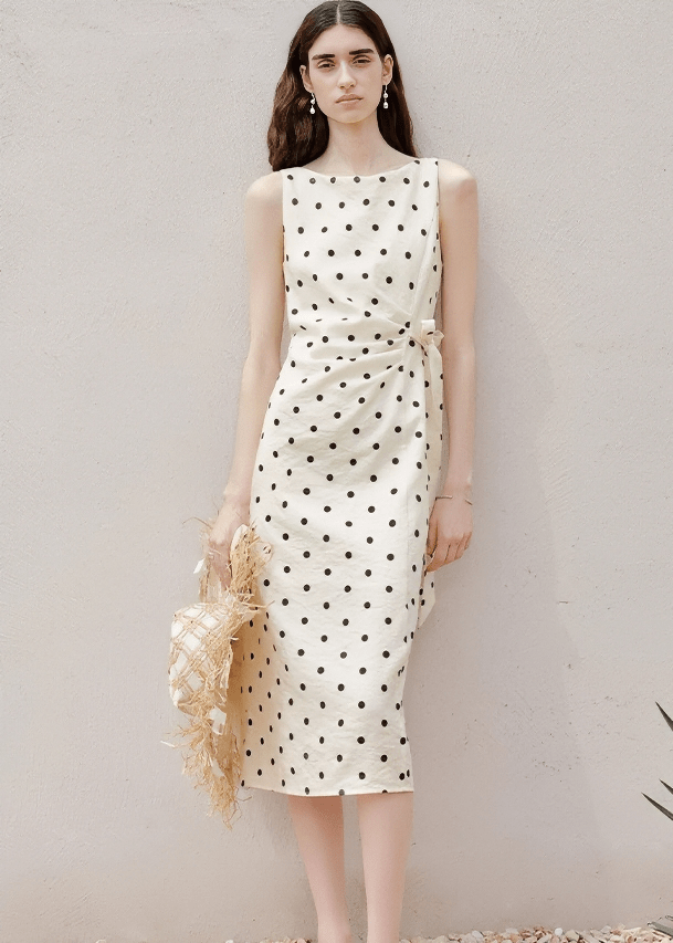 SLEEVELESS DRAPED RIBBON DRESS - ANLEM