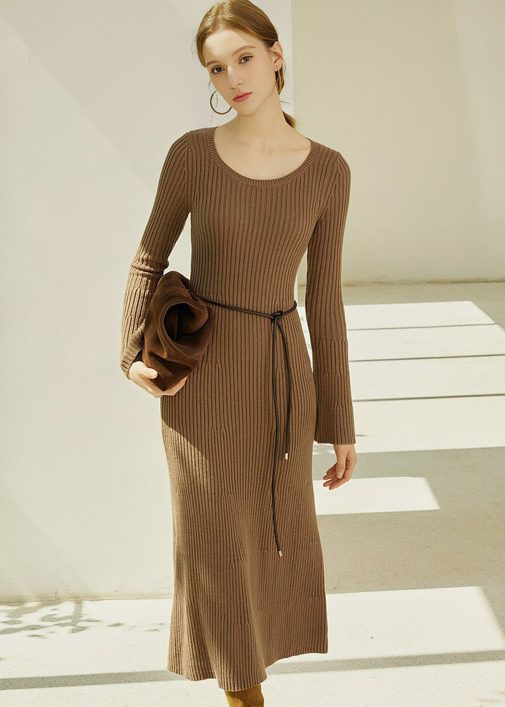 SLIM FIT KNIT LONG DRESS - ANLEM