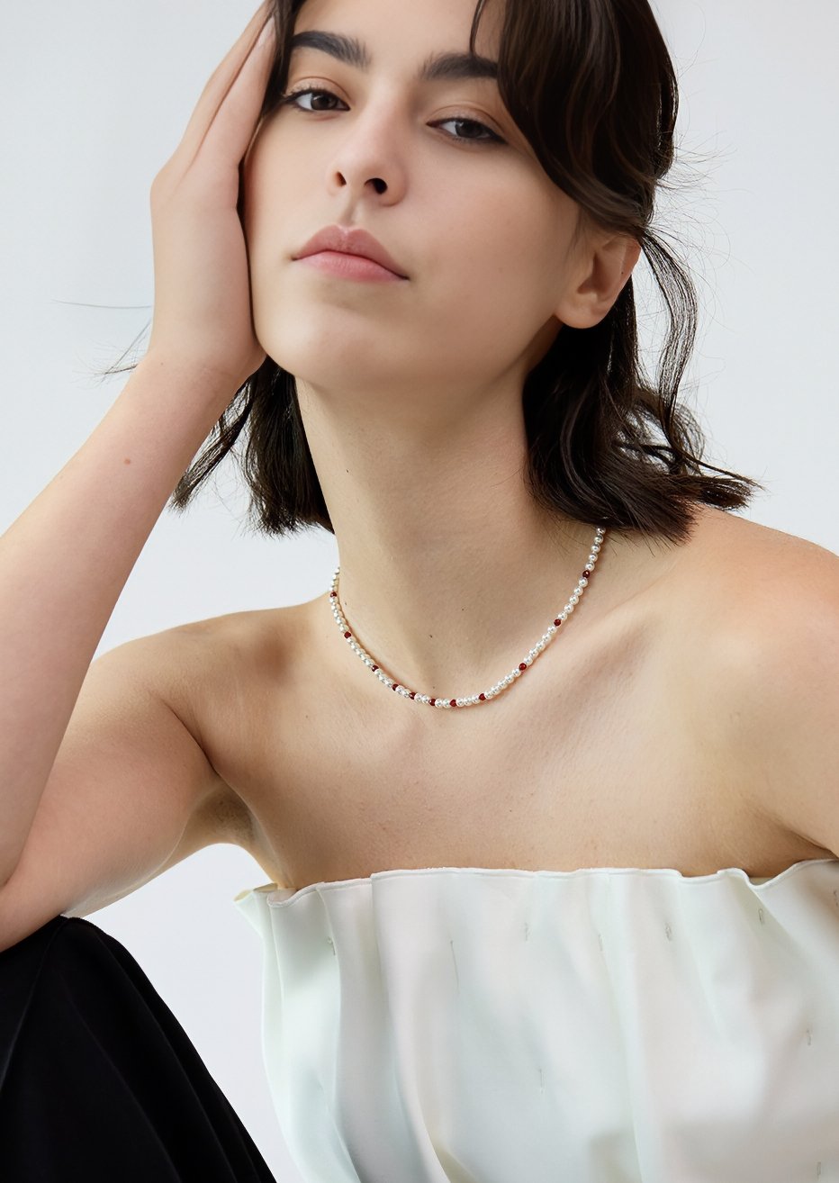 SMALL PEARL MIX NECKLACE - ANLEM