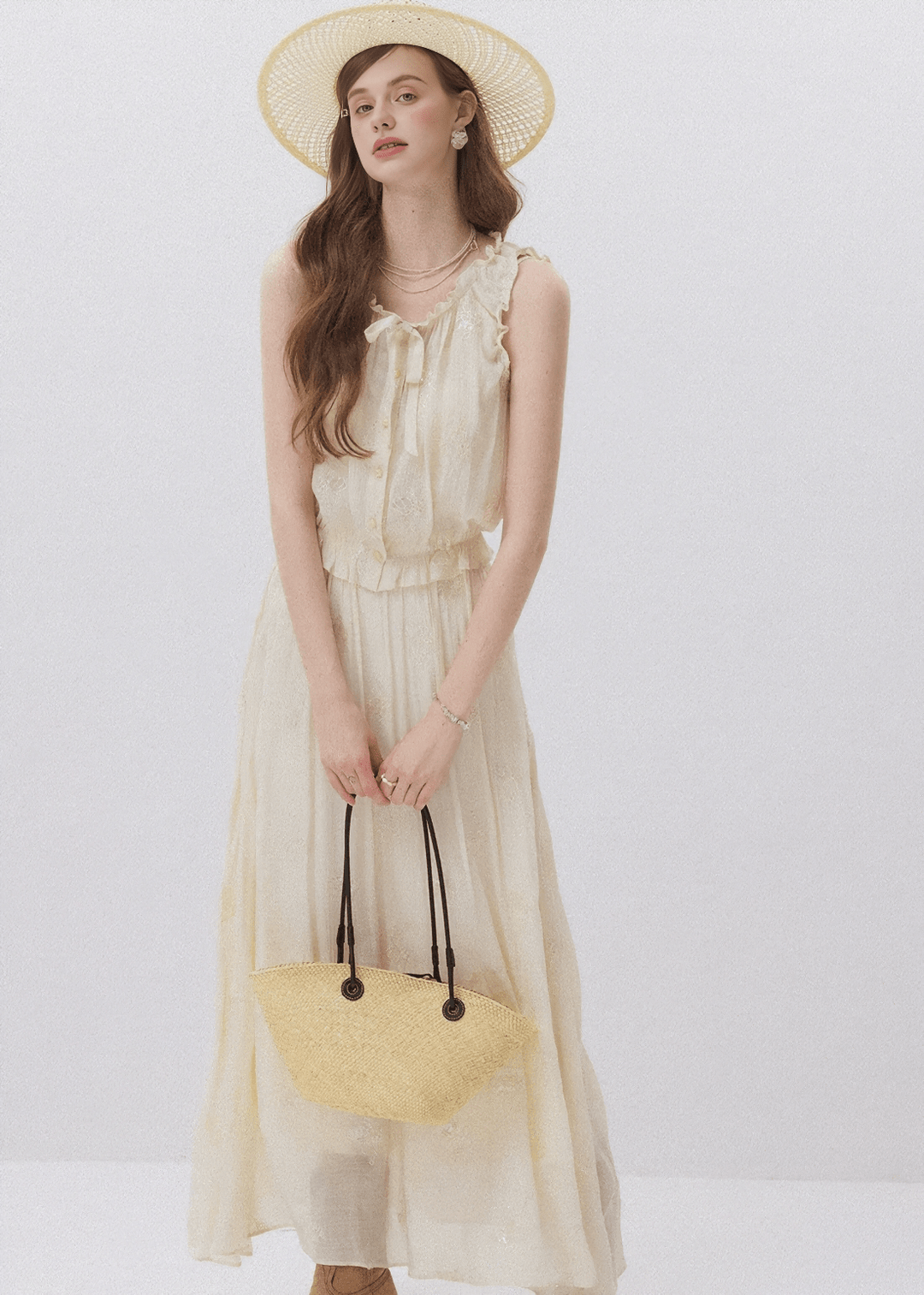 SPARKLE EMBROIDERY BLOUSE & SKIRT - ANLEM