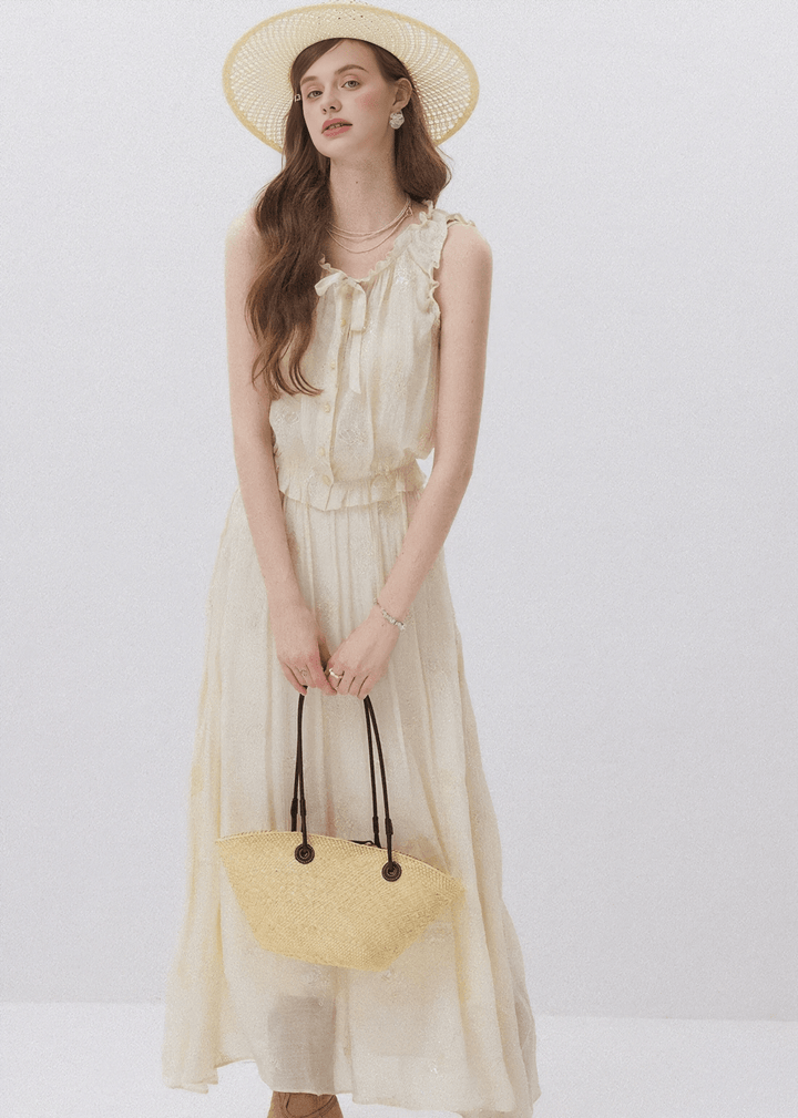 SPARKLE EMBROIDERY BLOUSE & SKIRT - ANLEM