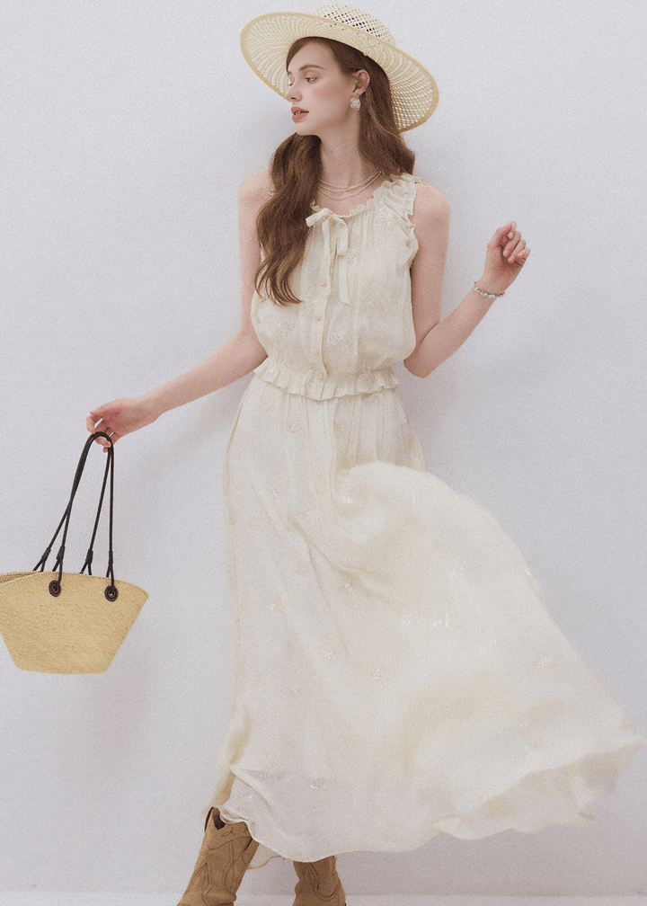 SPARKLE EMBROIDERY BLOUSE & SKIRT - ANLEM