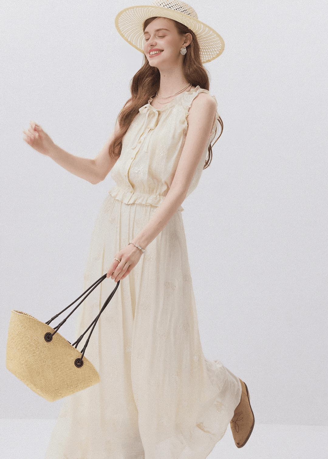 SPARKLE EMBROIDERY BLOUSE & SKIRT - ANLEM