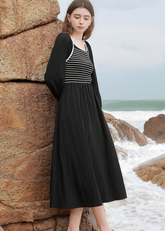 SQUARE NECK BALLOON SLEEVE DRESS - ANLEM