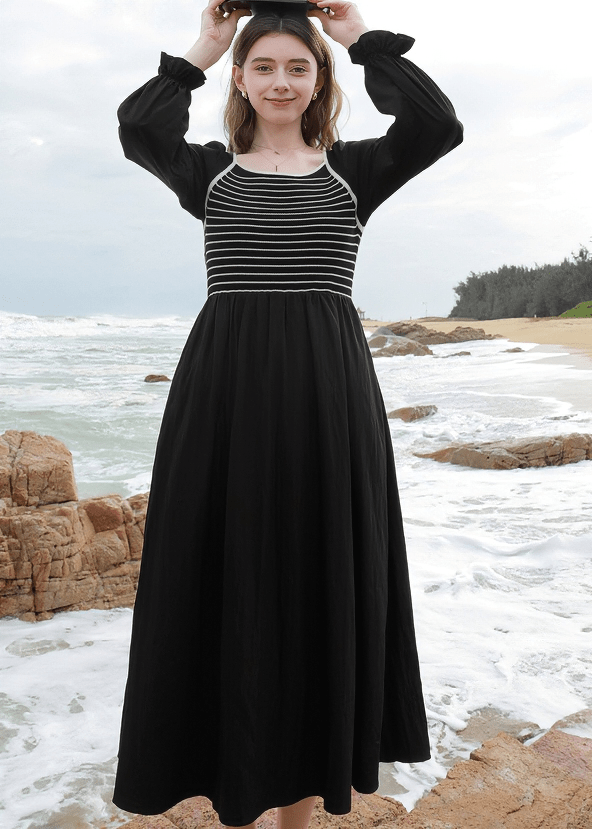 SQUARE NECK BALLOON SLEEVE DRESS - ANLEM