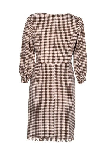 SQUARE PUFF SLEEVE LATTICE DRESS - ANLEM