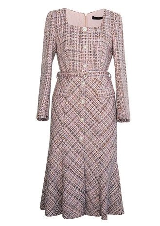 SQUARE TWEED FISHTAIL DRESS - ANLEM