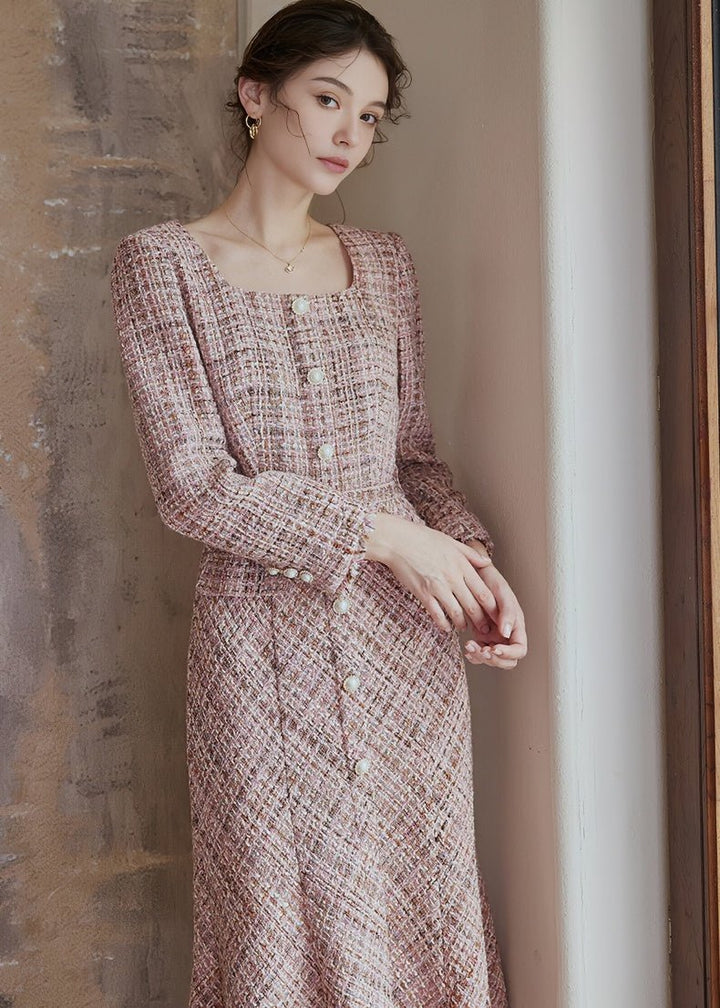 SQUARE TWEED FISHTAIL DRESS - ANLEM