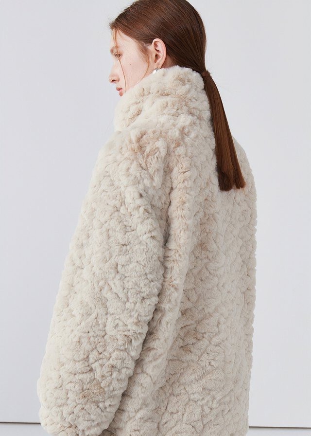 STAND COLLAR FUR LOOSE COAT - ANLEM