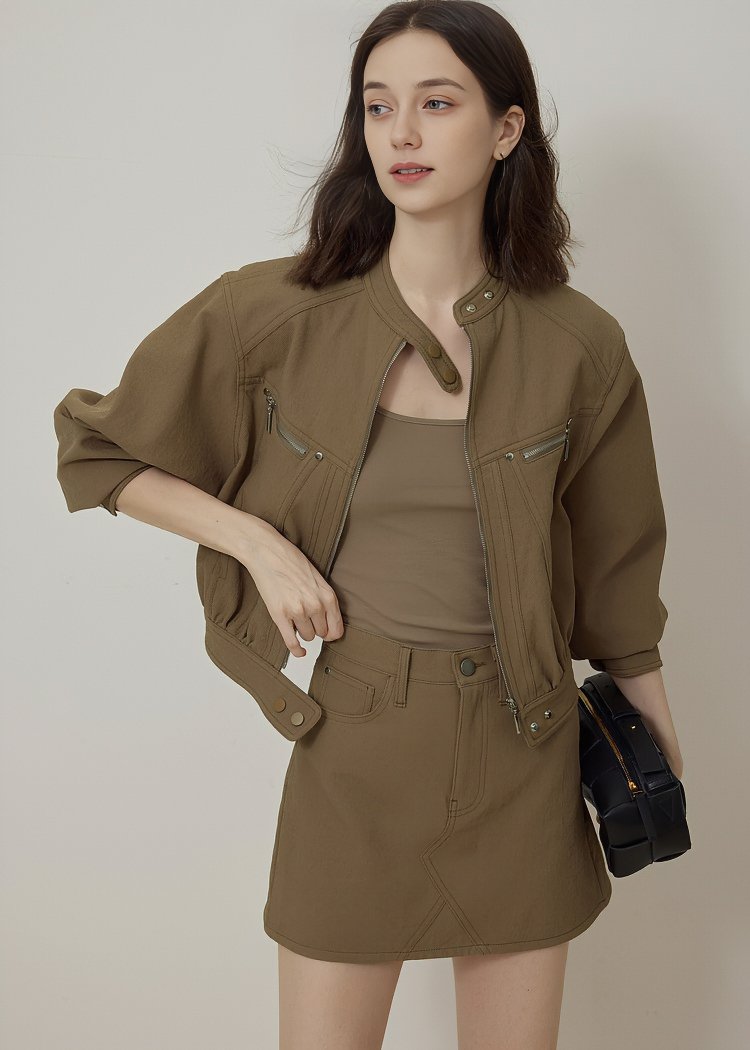 STAND COLLAR SHORT JACKET - ANLEM