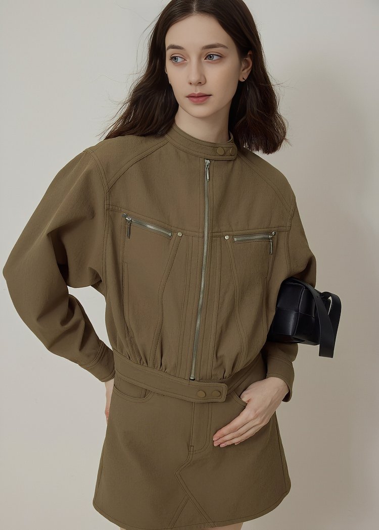 STAND COLLAR SHORT JACKET - ANLEM