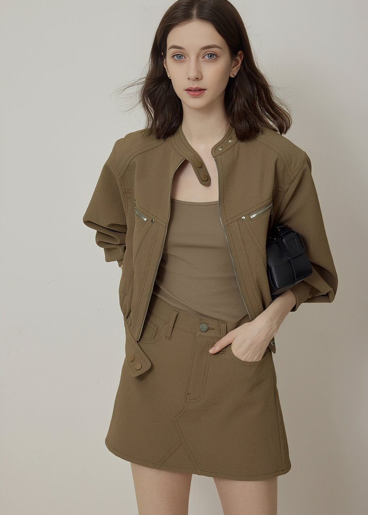 STAND COLLAR SHORT JACKET - ANLEM