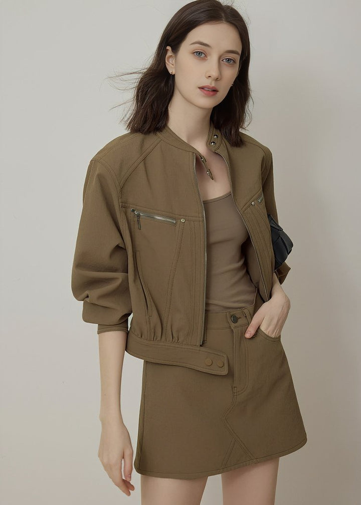 STAND COLLAR SHORT JACKET - ANLEM