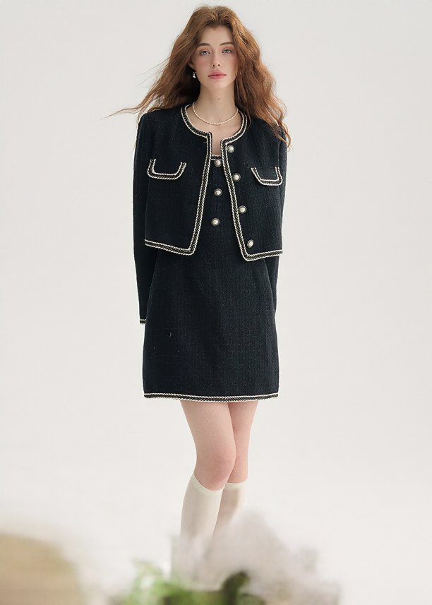 STITCH KNIT SHORT JACKET - ANLEM