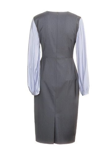 STITCHED GRAY SLIM DRESS - ANLEM