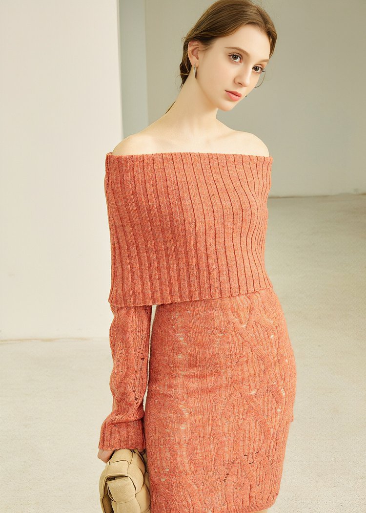 STRAIGHT NECK KNIT DRESS - ANLEM