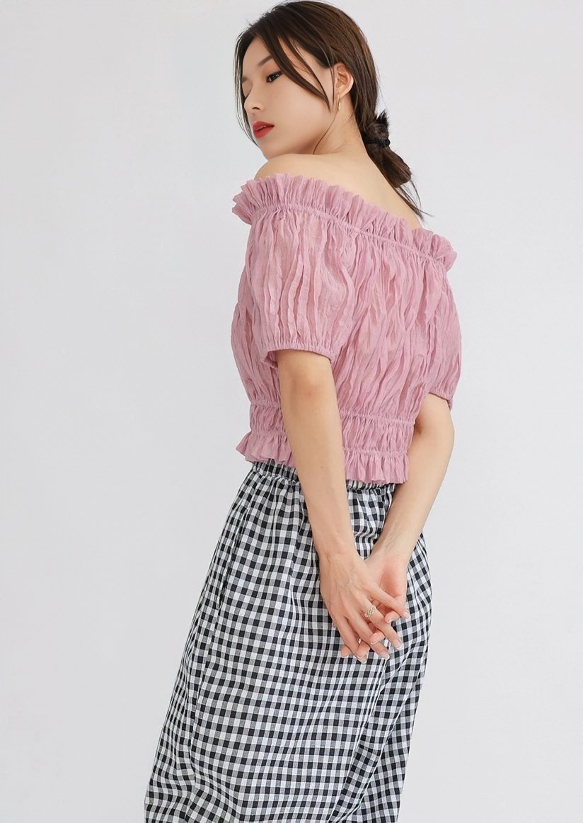 STRAIGHT SHOULDER PLEATED TOPS - ANLEM