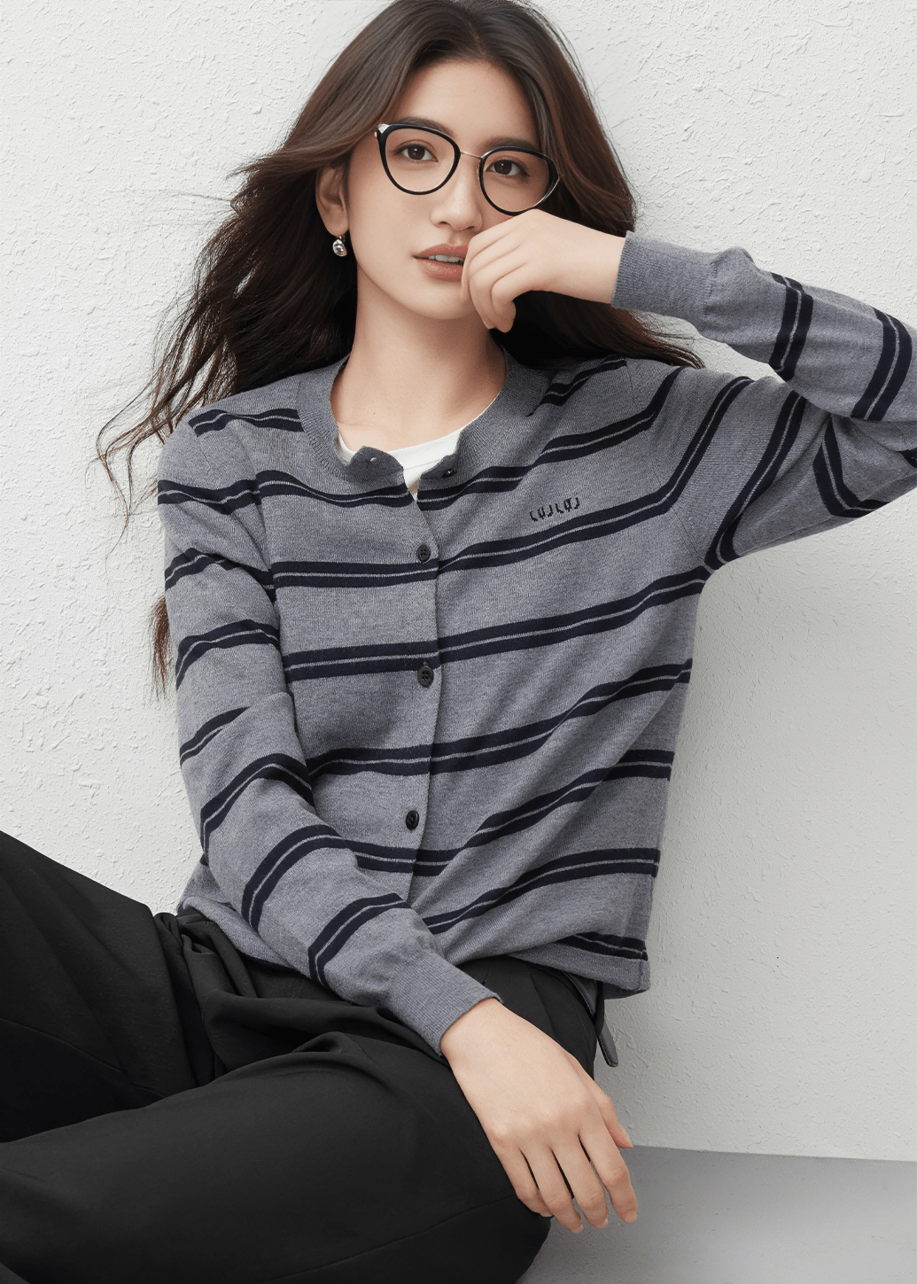 STRIPED KNIT CARDIGAN - ANLEM
