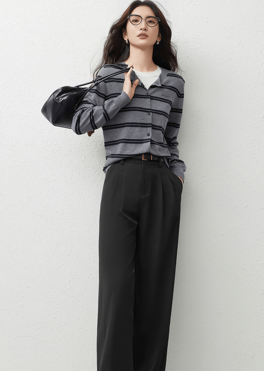 STRIPED KNIT CARDIGAN - ANLEM