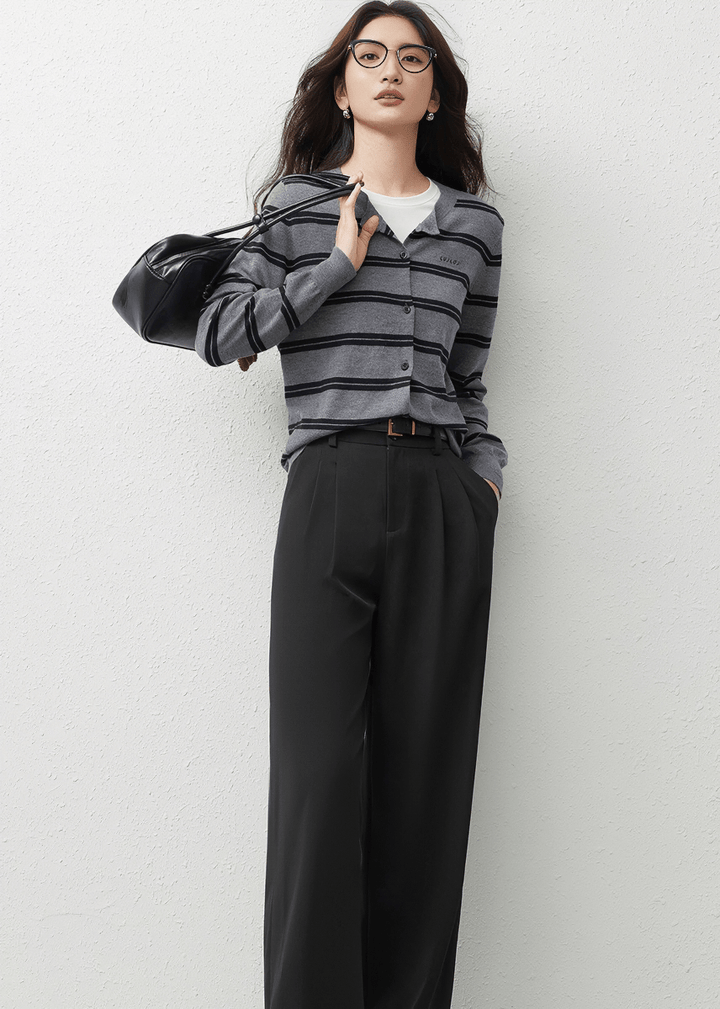 STRIPED KNIT CARDIGAN - ANLEM