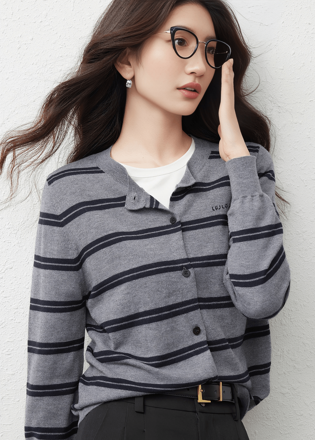 STRIPED KNIT CARDIGAN - ANLEM