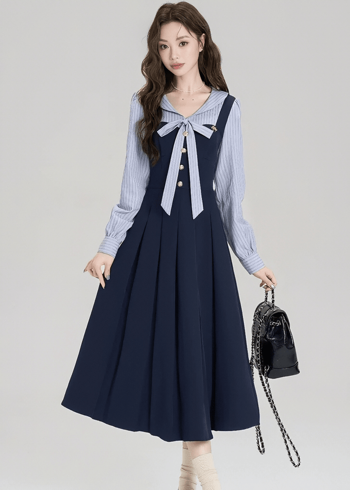STRIPED SAILOR BOW DRESS - ANLEM