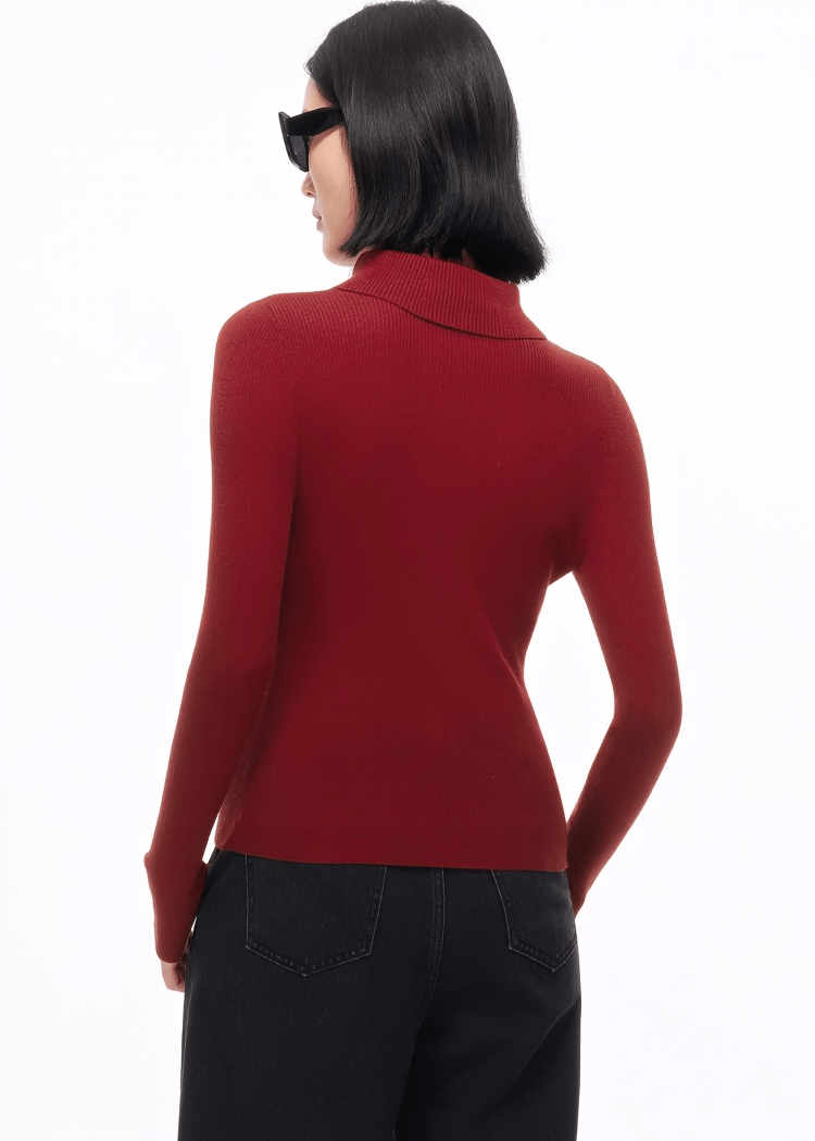 TAILORED COLLAR RIBBED CARDIGAN - ANLEM