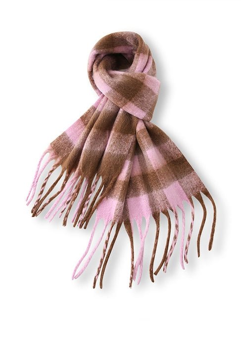 TASSEL PLAID RETRO THICK MUFFLER - ANLEM