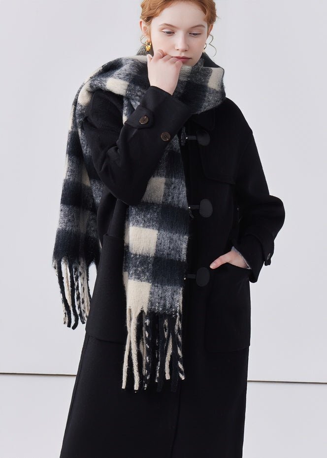 TASSEL PLAID RETRO THICK MUFFLER - ANLEM