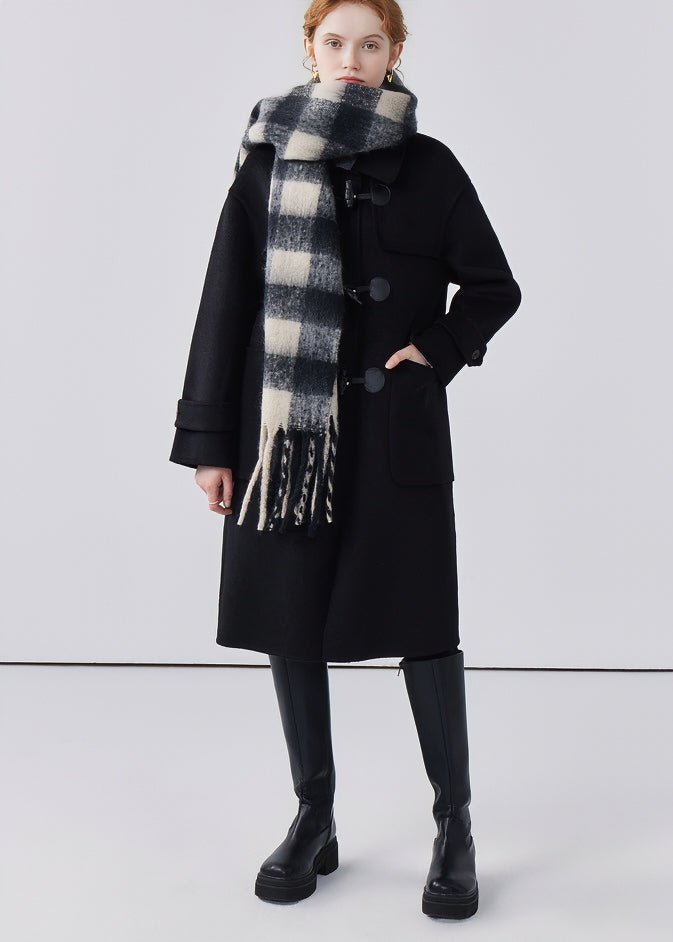 TASSEL PLAID RETRO THICK MUFFLER - ANLEM