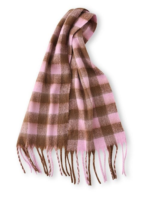 TASSEL PLAID RETRO THICK MUFFLER - ANLEM