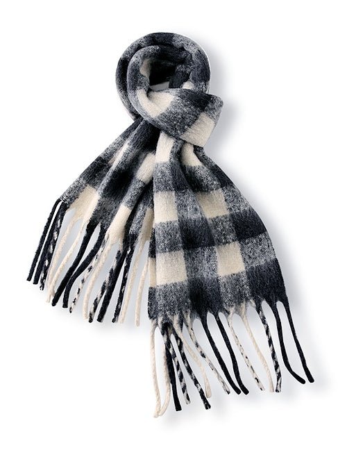 TASSEL PLAID RETRO THICK MUFFLER - ANLEM