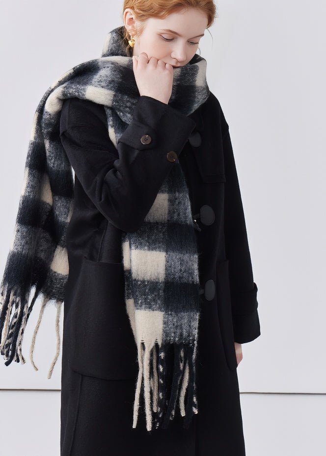 TASSEL PLAID RETRO THICK MUFFLER - ANLEM