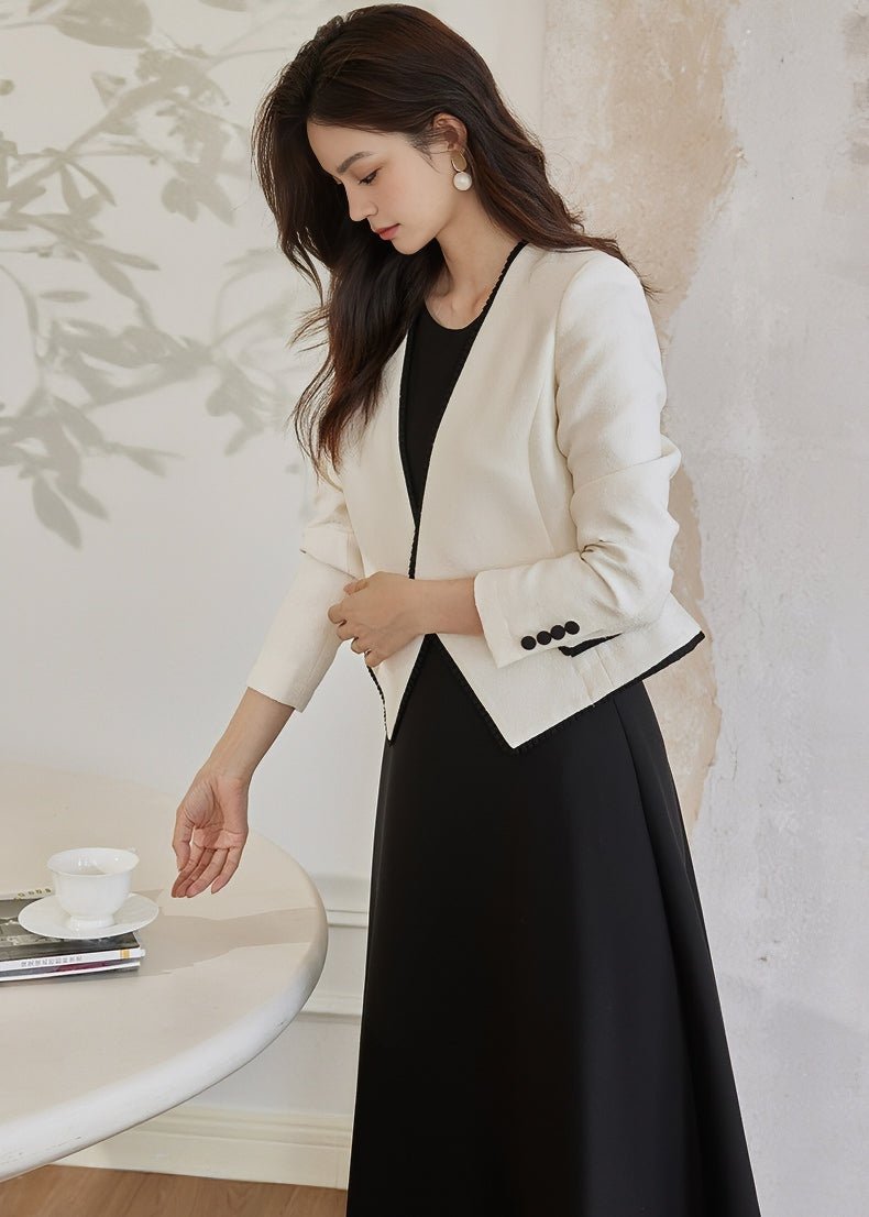 TEXTURED COLLARLESS JACKET - ANLEM