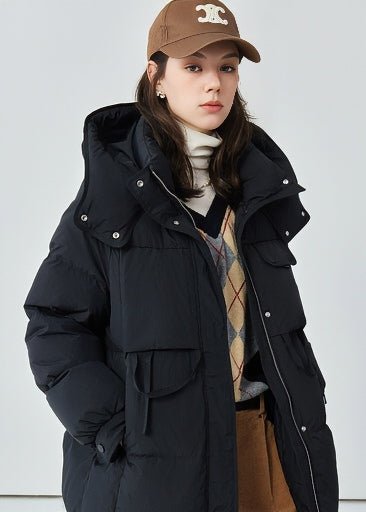 THICK HOODED LONG DOWN JACKET - ANLEM