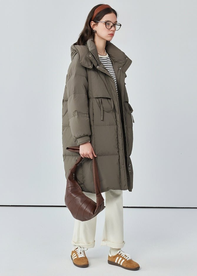 THICK HOODED LONG DOWN JACKET - ANLEM