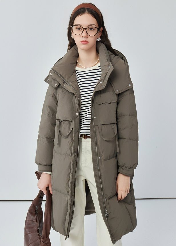 THICK HOODED LONG DOWN JACKET - ANLEM