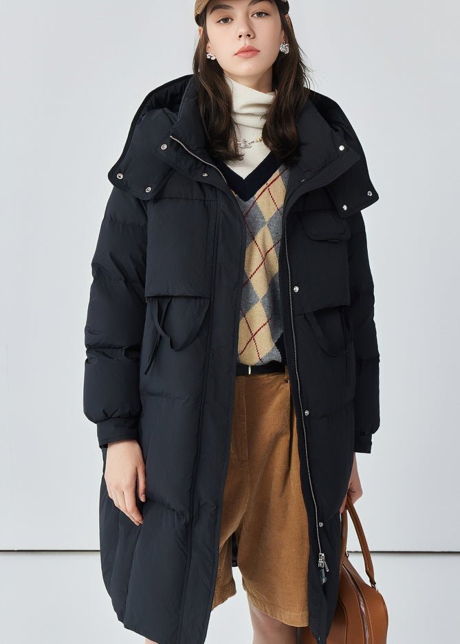 THICK HOODED LONG DOWN JACKET - ANLEM