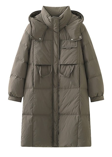 THICK HOODED LONG DOWN JACKET - ANLEM