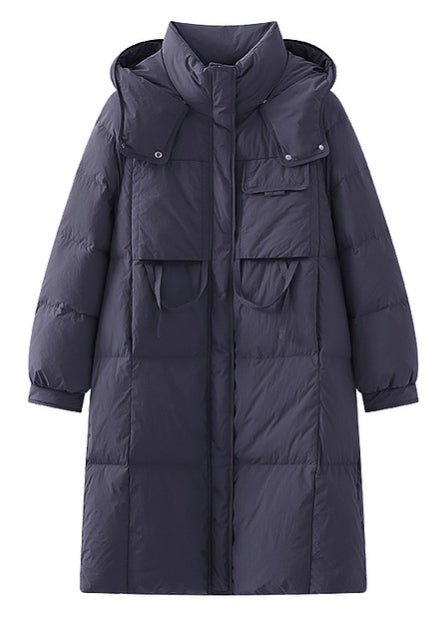 THICK HOODED LONG DOWN JACKET - ANLEM