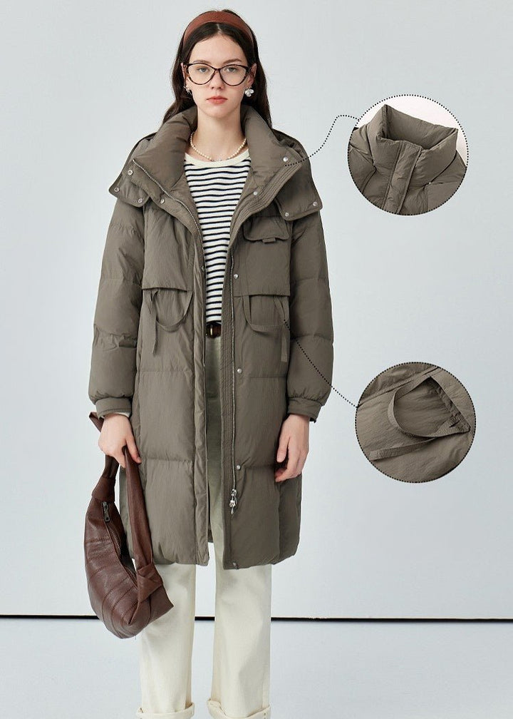 THICK HOODED LONG DOWN JACKET - ANLEM