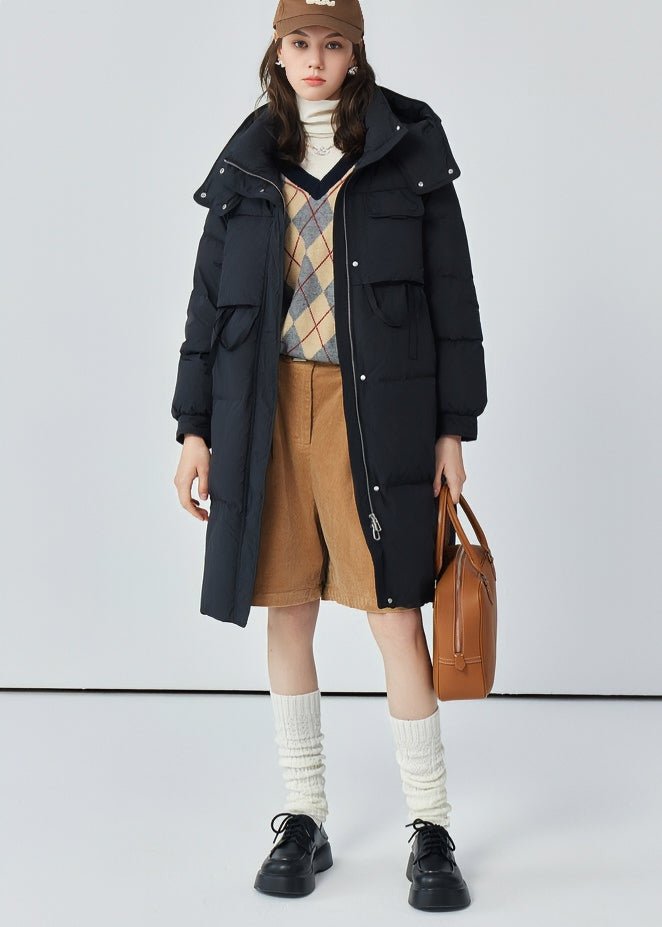 THICK HOODED LONG DOWN JACKET - ANLEM