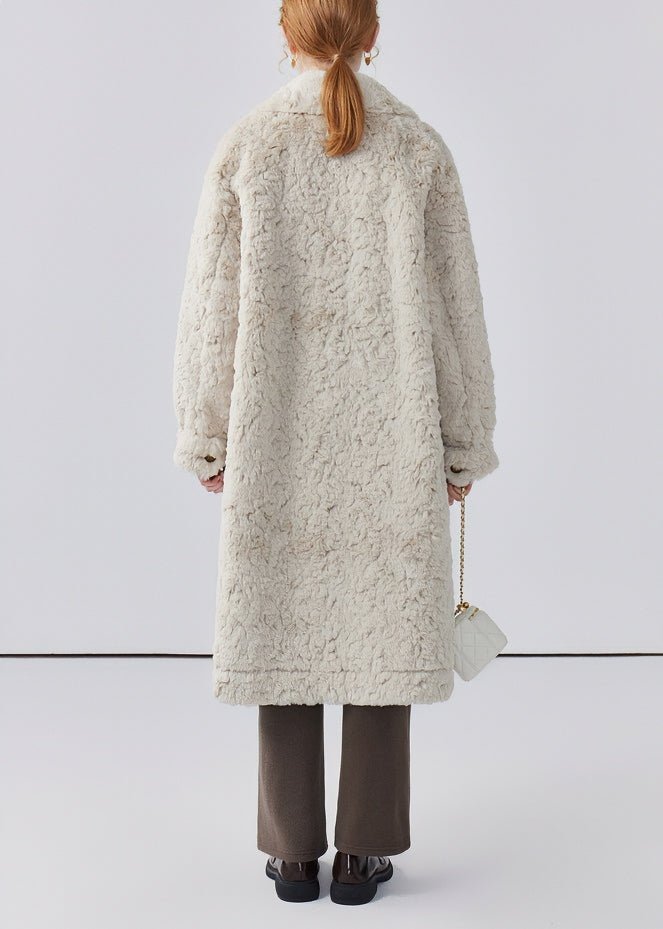 THICK LAPEL LONG FUR COAT - ANLEM