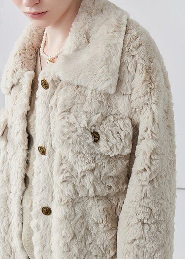 THICK LAPEL LONG FUR COAT - ANLEM