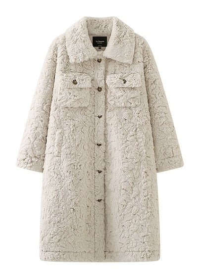 THICK LAPEL LONG FUR COAT - ANLEM