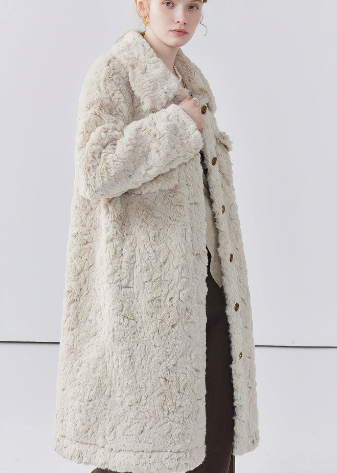 THICK LAPEL LONG FUR COAT - ANLEM